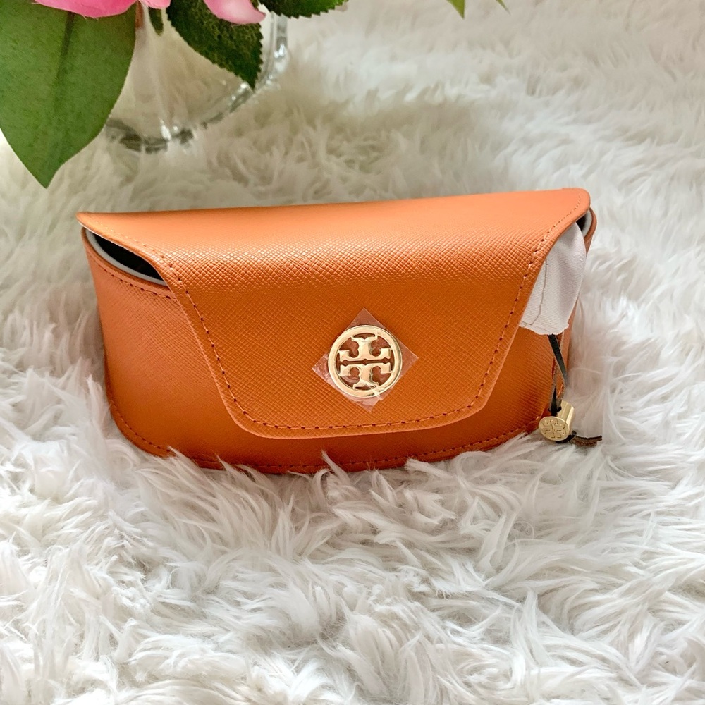 Tory Burch Orange Sunglasses Case with drawstring cloth bag